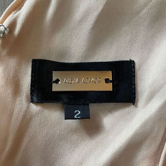 Alexia Admor V-Back Embellished Sequin Midi Dress Women’s Size 2 Zipper Tan - Picture 9 of 12